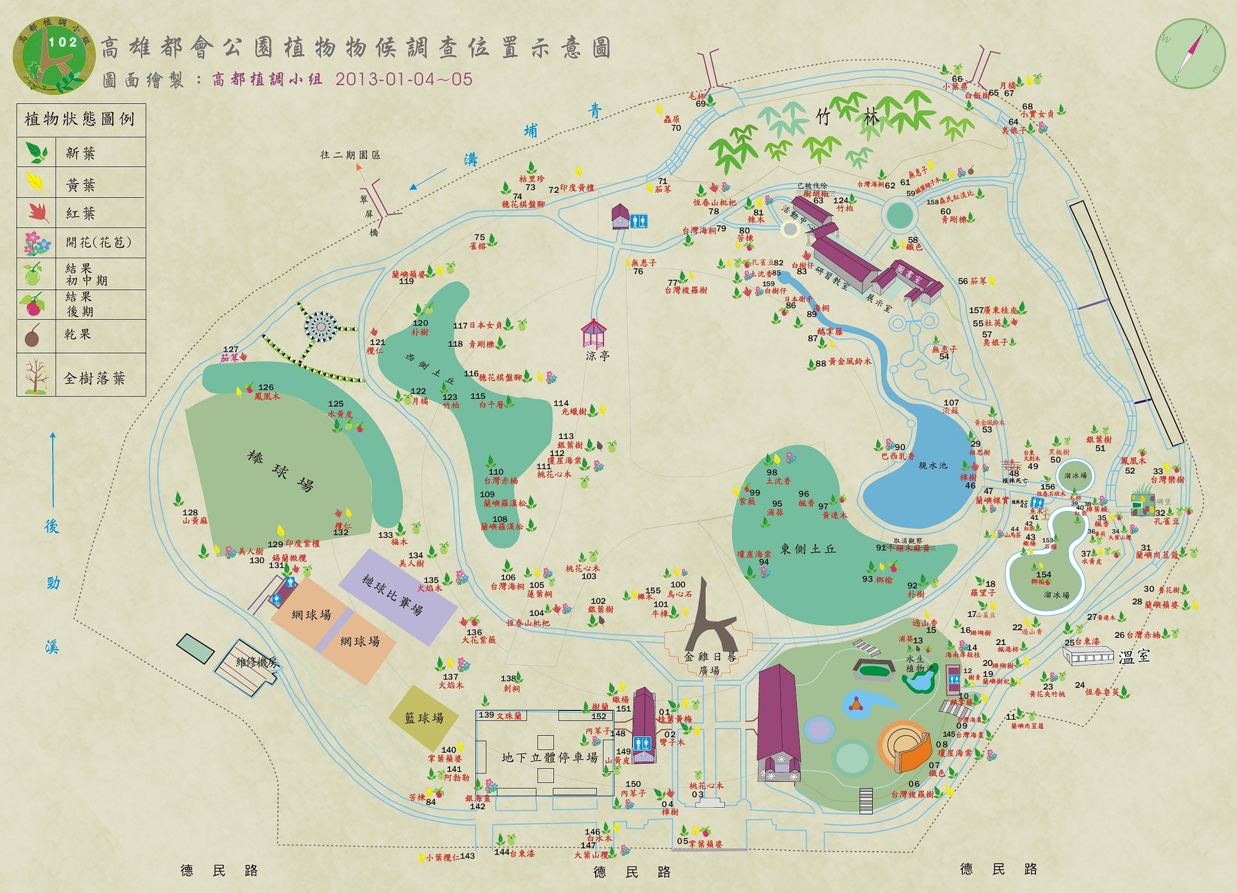 高都植物物候調查位置示意圖1020104-0105